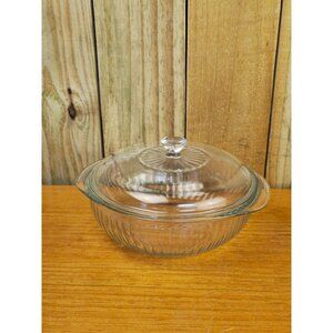 Vintage Pyrex Clear Glass 2-Quart Round Covered Casserole Dish
